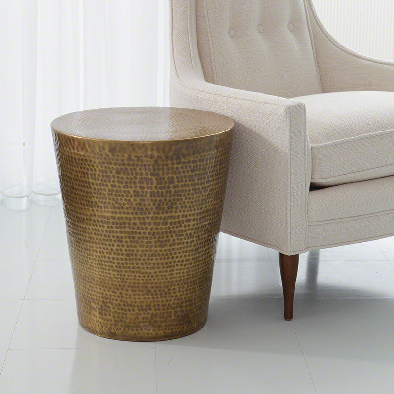 Izmir Hammered 16"Dia Side Table-Antique Brass - Grats Decor Interior Design & Build Inc.