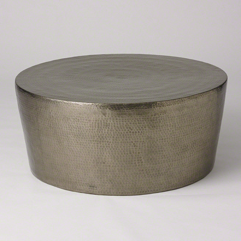 Izmir Hammered 35"Dia/48"Dia Coffee Table - Nickel - Grats Decor Interior Design & Build Inc.