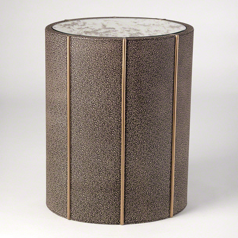 Churchill 16" x 12" Oval Drum Table - Faux Shagreen - Grats Decor Interior Design & Build Inc.