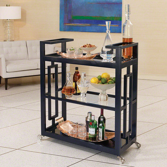 Grid Block 36" x 16" Bar Cart-Ink - Grats Decor Interior Design & Build Inc.