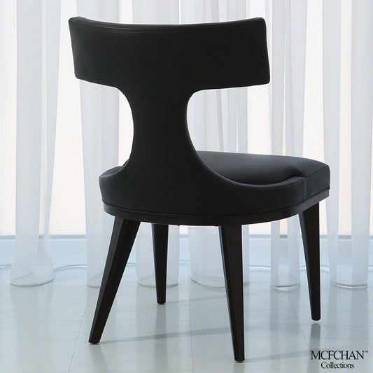 Anvil Back Dining Chair - Black Leather - Grats Decor Interior Design & Build Inc.