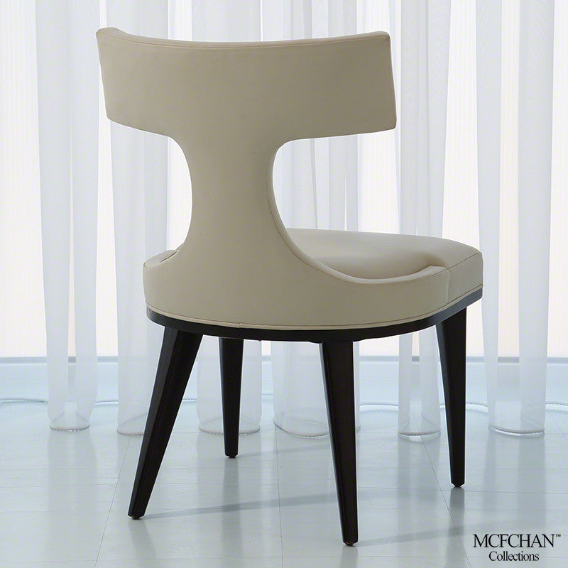 Anvil Back Dining Chair - Ivory Leather - Grats Decor Interior Design & Build Inc.
