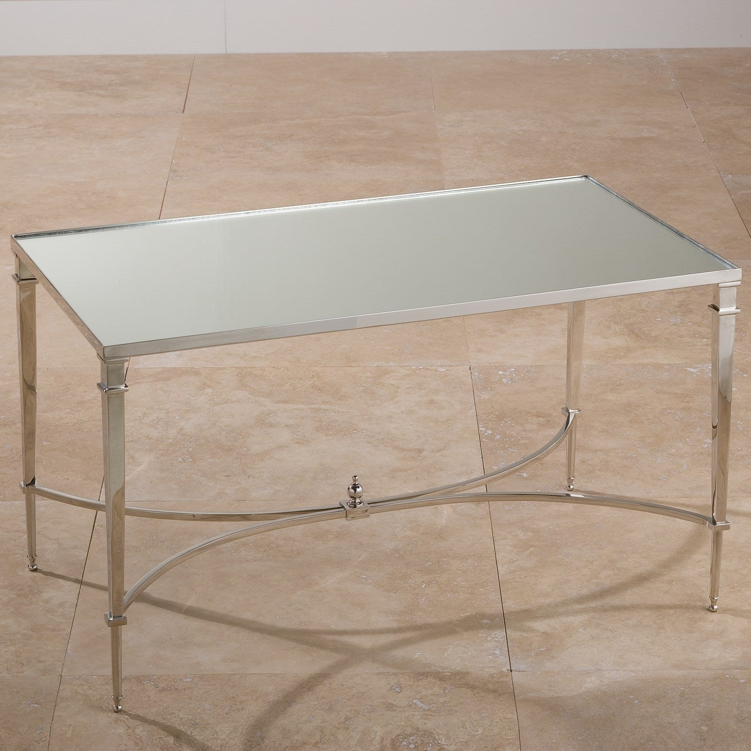 French Square Leg Cocktail Table - Nickel w/ Mirror - Grats Decor Interior Design & Build Inc.