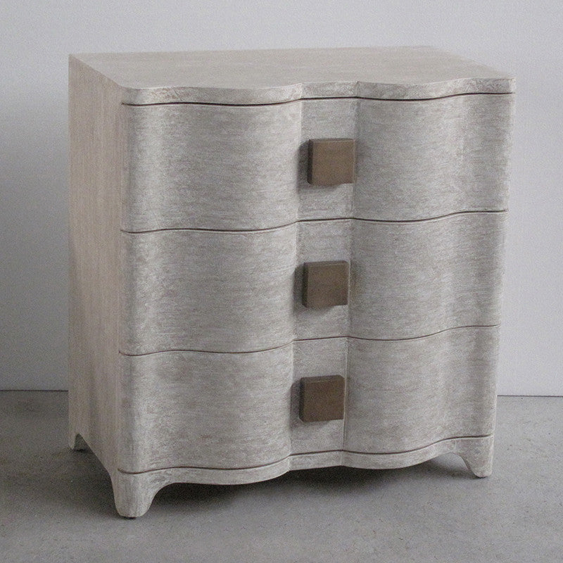 Toile 28"W Linen Bedside Chest - Cream - Grats Decor Interior Design & Build Inc.