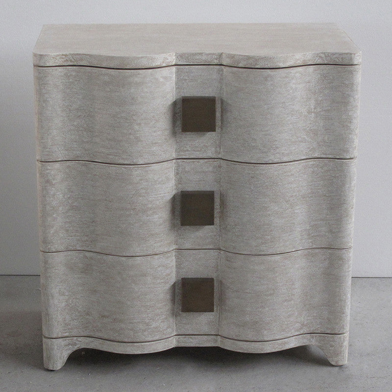 Toile 28"W Linen Bedside Chest - Cream - Grats Decor Interior Design & Build Inc.