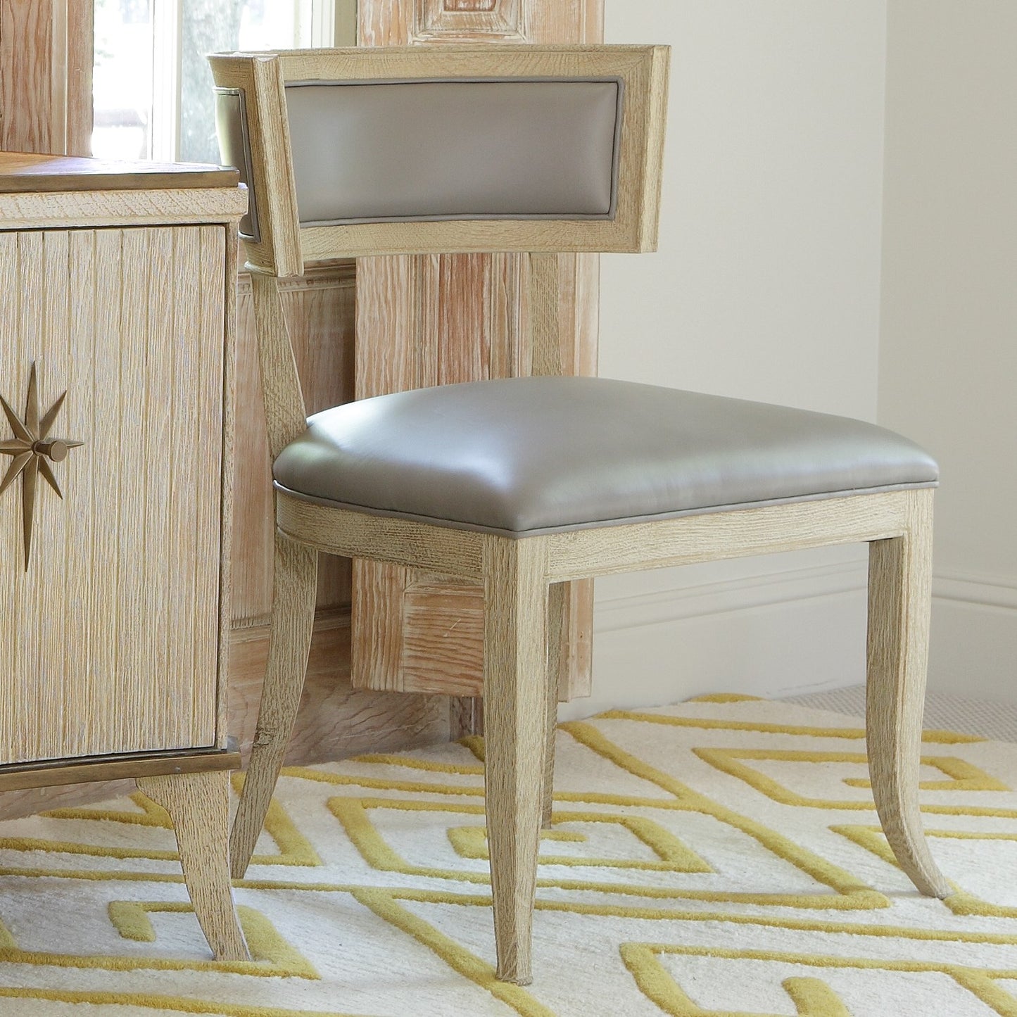 Klismos Chair-Grey Leather - Grats Decor Interior Design & Build Inc.
