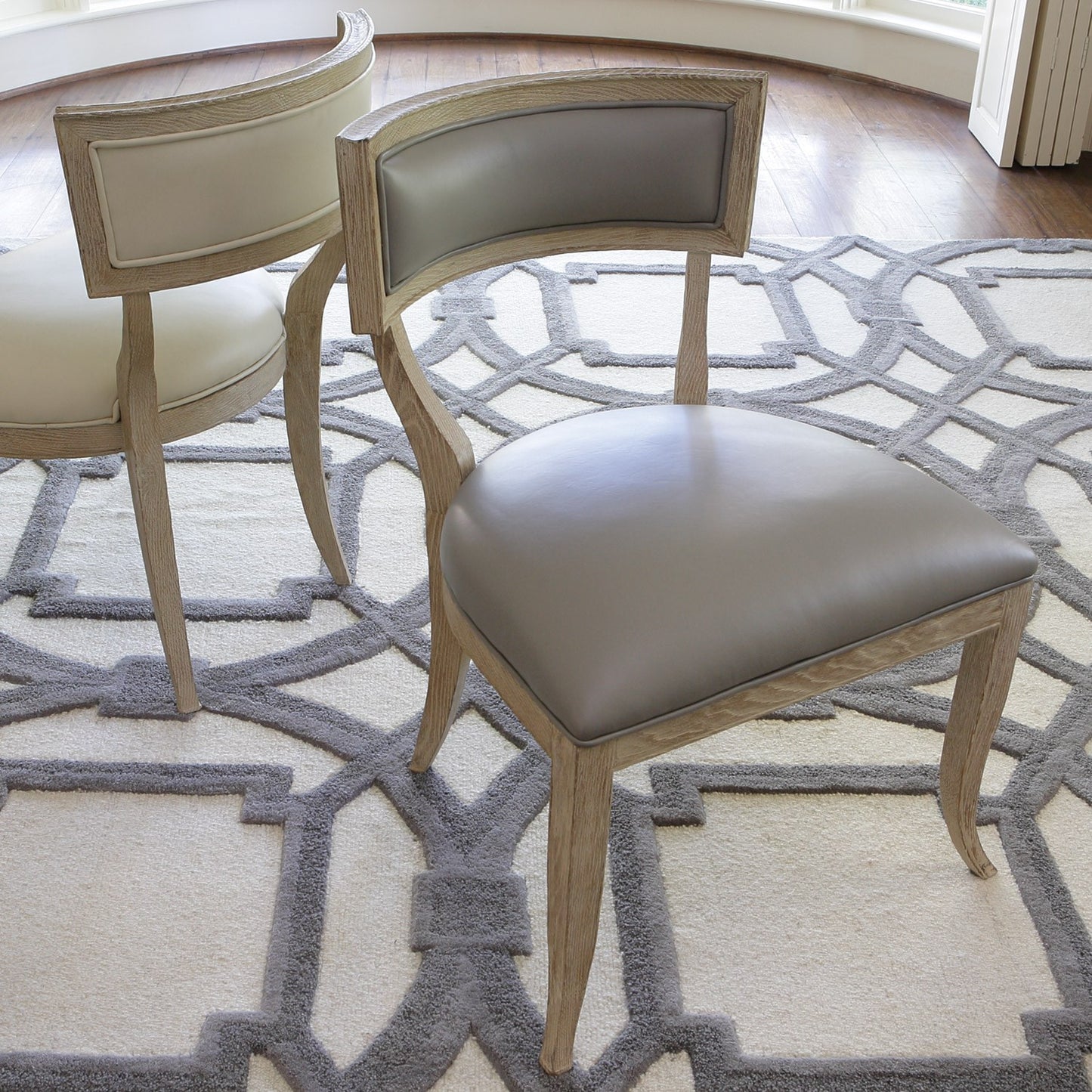 Klismos Chair-Grey Leather - Grats Decor Interior Design & Build Inc.