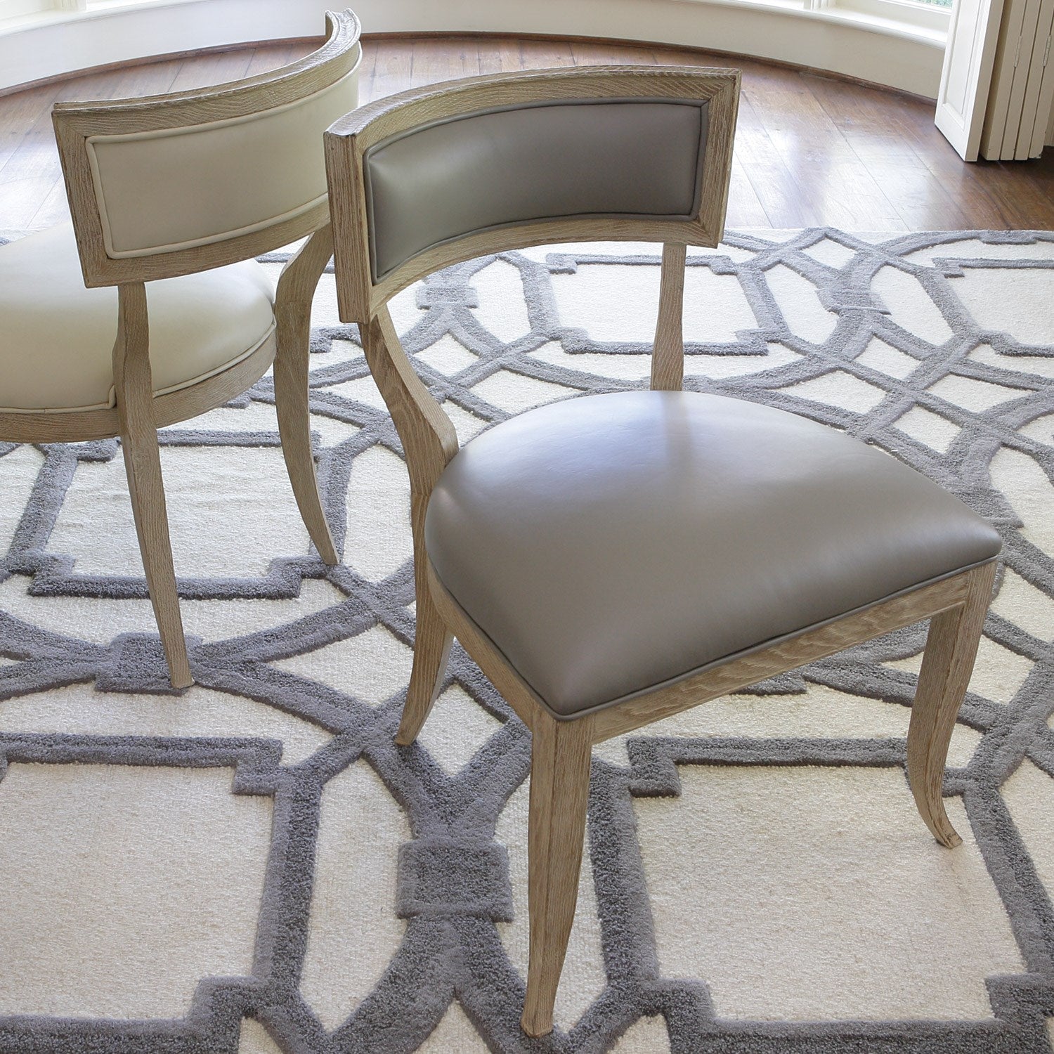 Klismos Chair-Grey Leather - Grats Decor Interior Design & Build Inc.