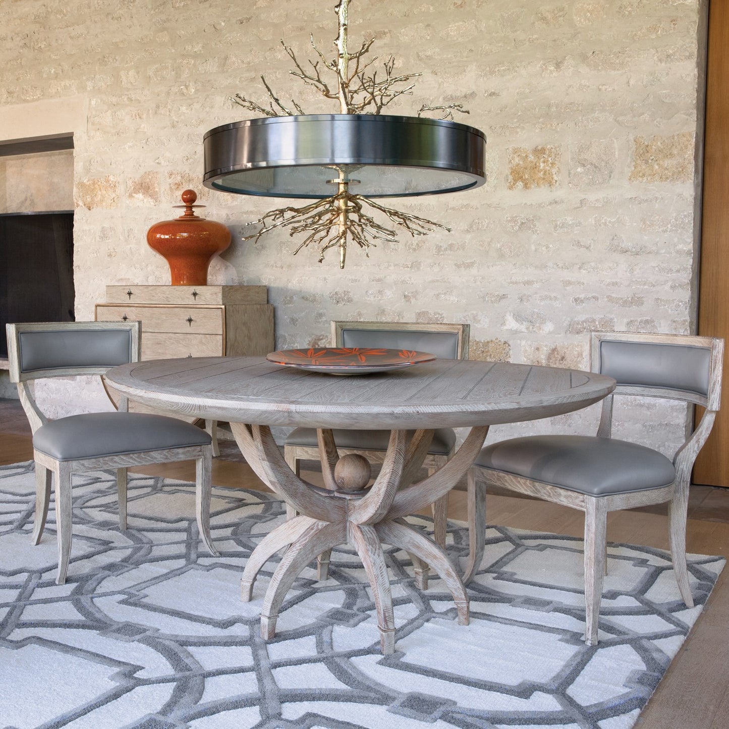Klismos Chair-Grey Leather - Grats Decor Interior Design & Build Inc.