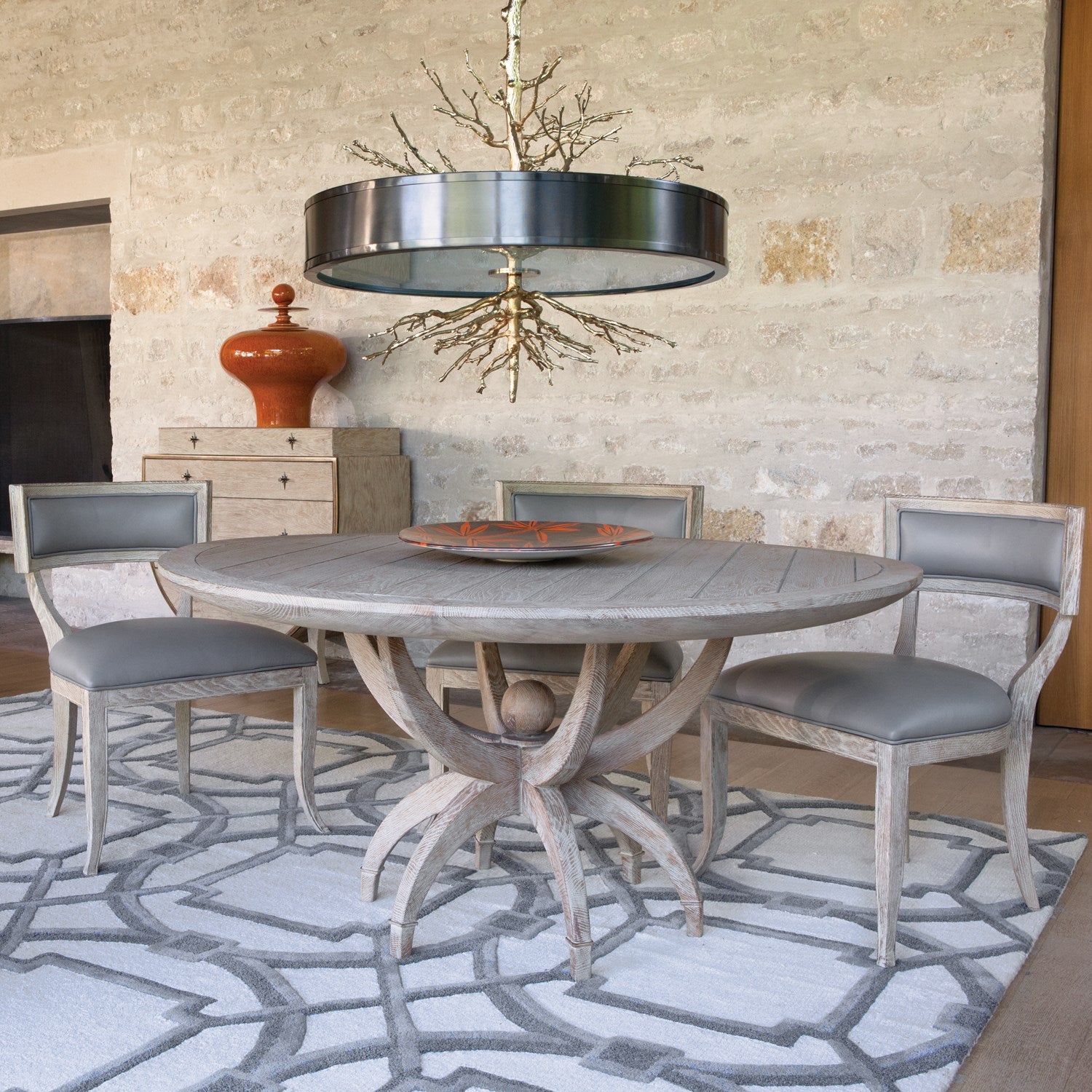 Klismos Chair-Grey Leather - Grats Decor Interior Design & Build Inc.