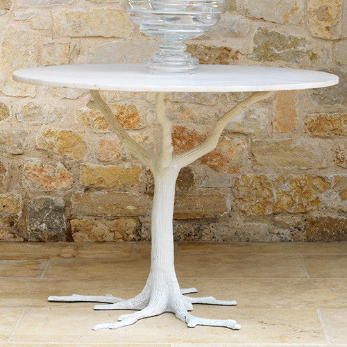 Faux Bois 42"Dia Dining Table - White - Grats Decor Interior Design & Build Inc.