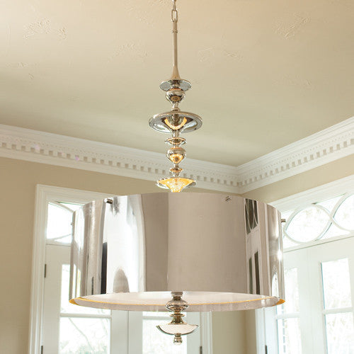 Turned Pendant Chandelier - 2 sizes - Nickel - Grats Decor Interior Design & Build Inc.