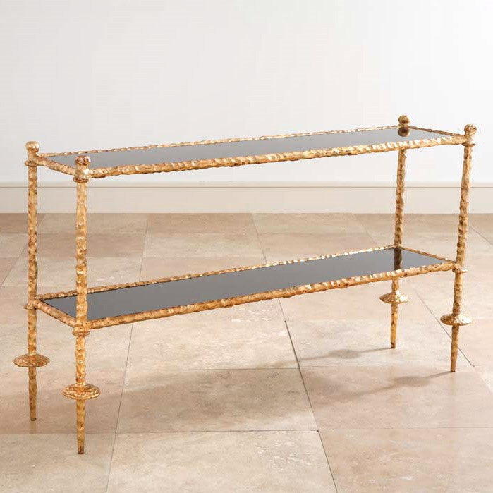 GOLD CHISELED CONSOLE-BLACK GRANITE - Grats Decor Interior Design & Build Inc.