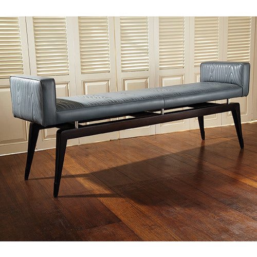 Faux Bois 67" Leather Bench - Grey - Grats Decor Interior Design & Build Inc.