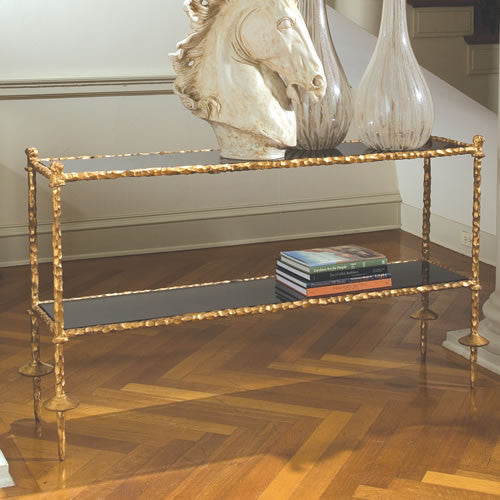 GOLD CHISELED CONSOLE-BLACK GRANITE - Grats Decor Interior Design & Build Inc.
