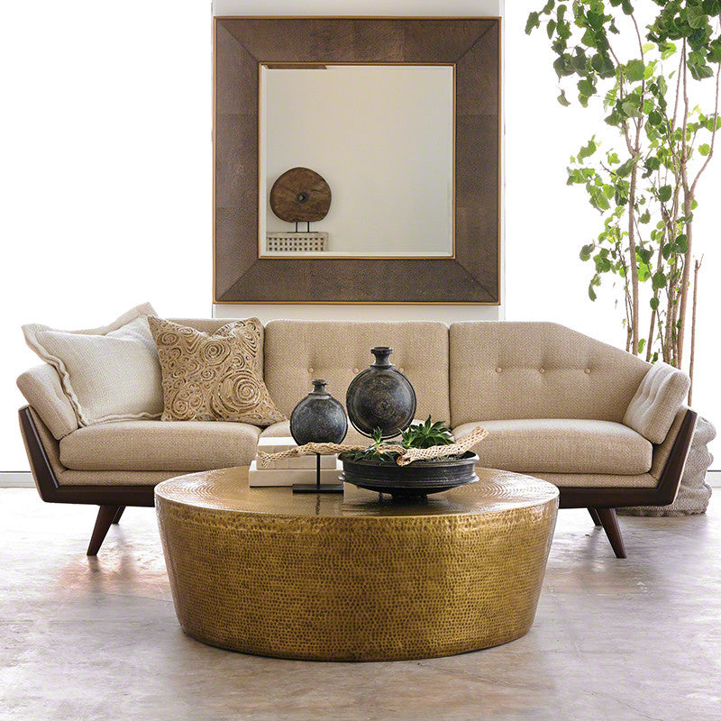 Izmir Hammered 35"Dia/48"Dia Coffee Table - Brass - Grats Decor Interior Design & Build Inc.
