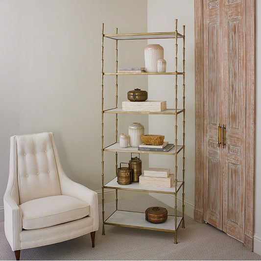 Spike 29"W x 80"H Etagere - Brass - Grats Decor Interior Design & Build Inc.