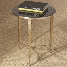 French Square Leg 22"Dia Table - Brass - Grats Decor Interior Design & Build Inc.